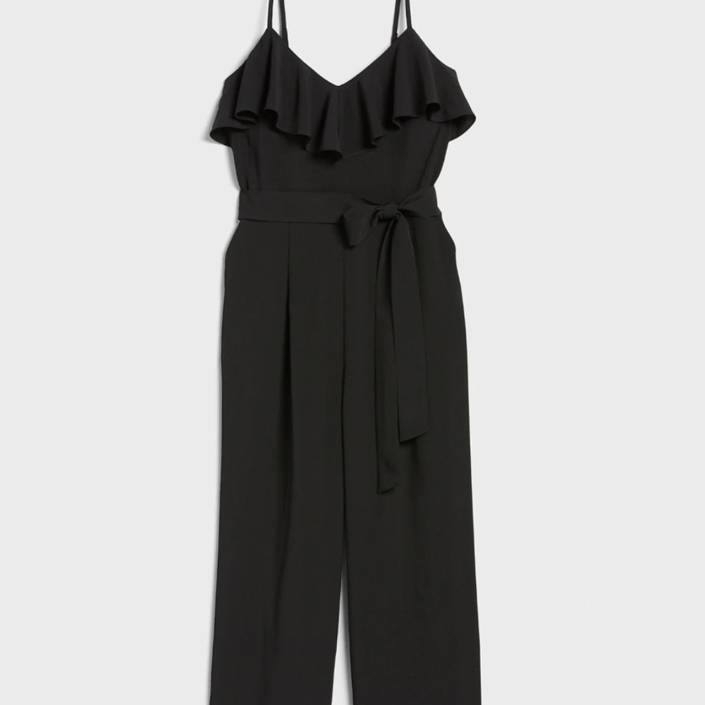 Banana Republic Black Ruffled Spaghetti Strap Jumpsuit